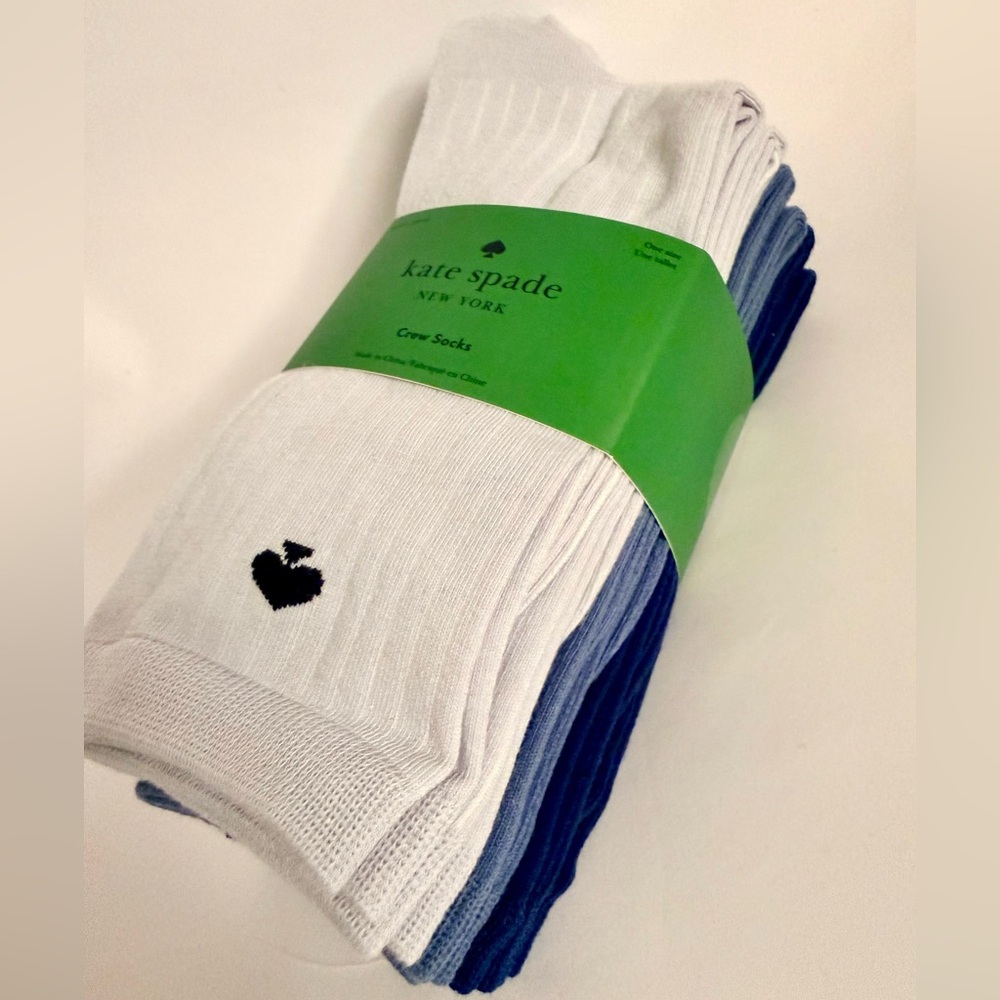 ♠️ Kate Spade 6 pack Crew Blue socks.  NWT. OS